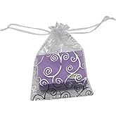 SUNGULF 100pcs Organza Pouch Bag Drawstring 5x7" 13x18cm Strong Gift Candy Bag (White Silver)