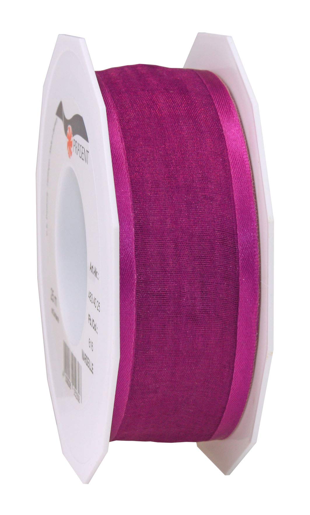 Präsent - Marseille Wired Organza Ribbon Purple 40 mm Width, 25 m Length