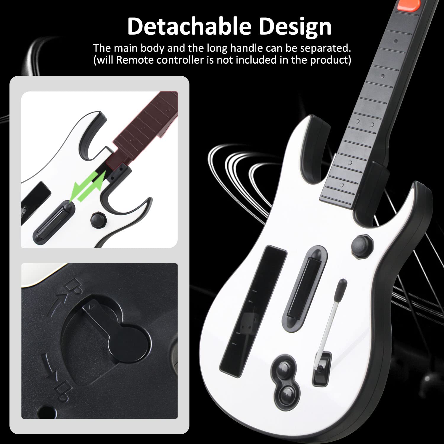 ATUTEN Wireless Guitar Compatible for Wii, Supports for Rock Band Games and Guitar Hero.（Rock Band 1 is Not Supported）