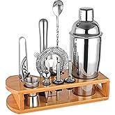 Cocktail Shaker Set Bartender Kit : 12-Piece Bar Tool Set with Bamboo Stand | Bar Set with All Practical Bar Accessories, for