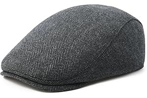 FEINION Men Wool Blend Flat Cap Tweed Newsboy Ivy Hat