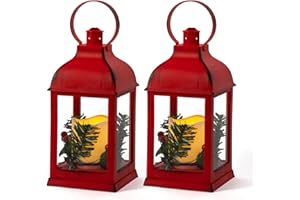 Yongmao Christmas Lantern Decorative, Pine Holly Berry Decorative Hanging Lanterns for Indoor Outdoor Garden Christmas Home Decor(2 Pack)