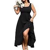 RWJ Plus Size Women's 2026 Wedding Guest Dress Spring Tank Evening Party Elegant Cocktail Maxi Sundress with Pockets