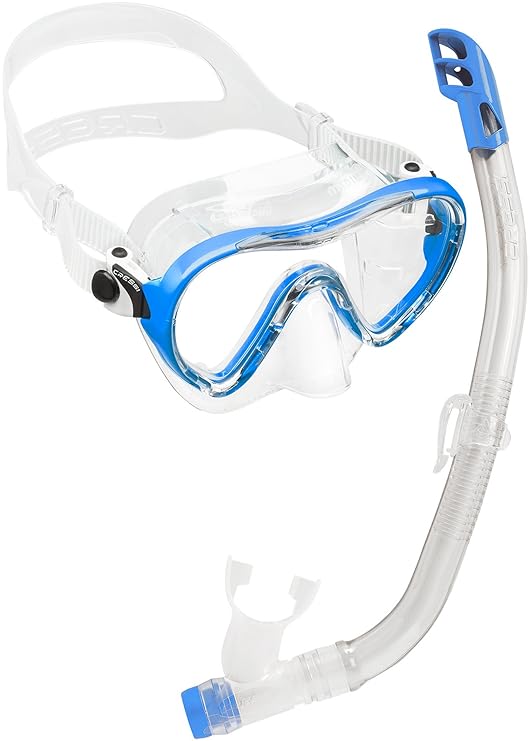 Cressi Sky Jr & Top Premium Kinder Schnorchelset - Maske und Top Schnorchel, Blau, Rosa, Aquamarin Italian Quality Since 1946