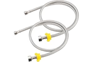LEADAHEAD 40-Inch Faucet Connector Flexible Hose Stainless Steel Braided Supply Line 1/2" FIP x 3/8" COMP Connects Kitchen sink to Water Supply Pack of 2