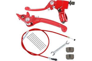 Stylemafia Folding Clutch Brake Lever with Clutch Cable Compatible with Apollo RFZ TaoTao SSR 110 125 Thumpstar 50cc 150cc 7/8 Handble Bar Xmotos Apollo 125 Pit Dirt Bike（red）