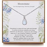 NOURISHLOV New Beginning Moonstone Sterling Silver Necklace for Women, Divorce and New Job Gift, Healing Jewelry, Minimalistic Moonstone