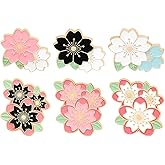 DD-life 6/12 Pcs Plant Sakura Brooch Pins Flower Enamel Pins Flower Lapel Pin Fashion Shiny Brooch for Any Special Occasions
