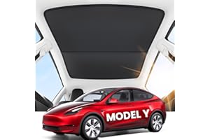 REEVAA 2025 Upgrade Tesla Model Y Sunshade Roof [No Gaps, No Sagging] Magnetic-Mid Design Tesla Accessories Heat Insulation Foldable Sunroof Cover for Model Y 2020-2025 (Not for New Y Juniper), Black