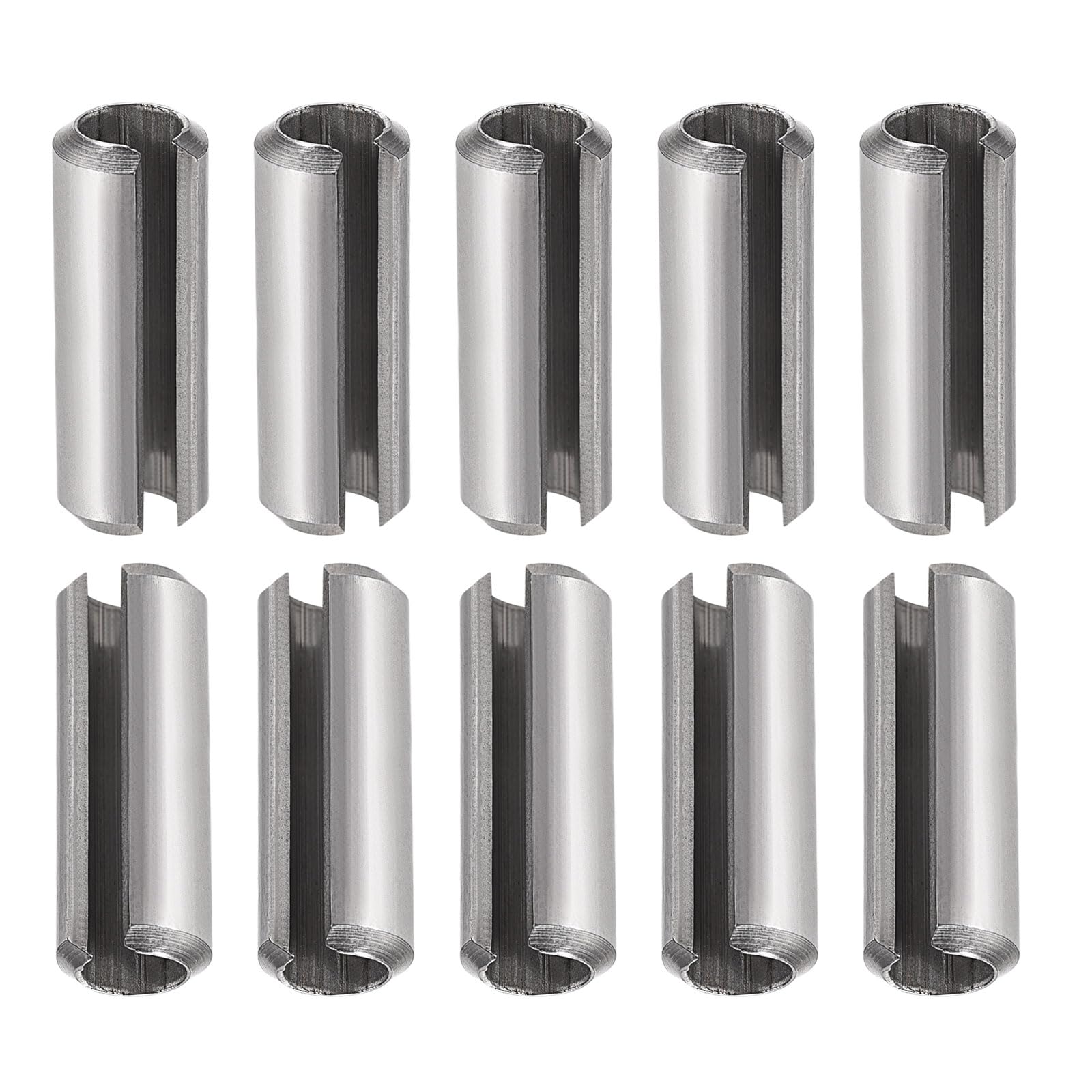 DTGN 8mmx35mm(DxL) Slotted Spring Pin - 10Pack - Good for Home Machine Fastener - 304 Stainless Steel Spring Dowel Tension Roll Pin - Silver