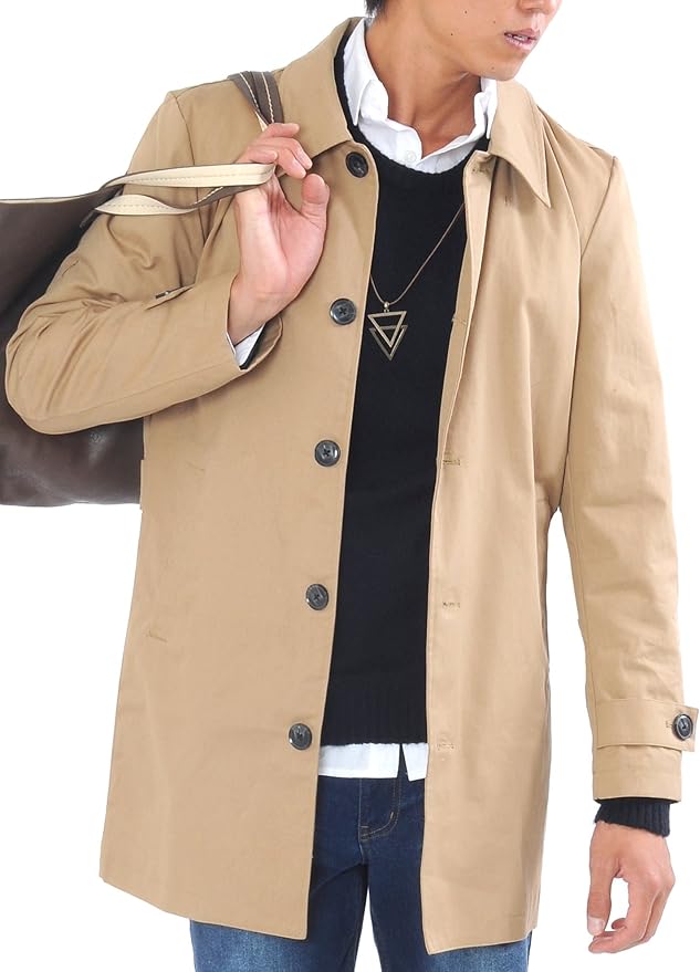 (スペイド) SPADE トレンチコート ステンカラーコート メンズ コート チェスターコート ロング 【e297】 (M, ベージュ)