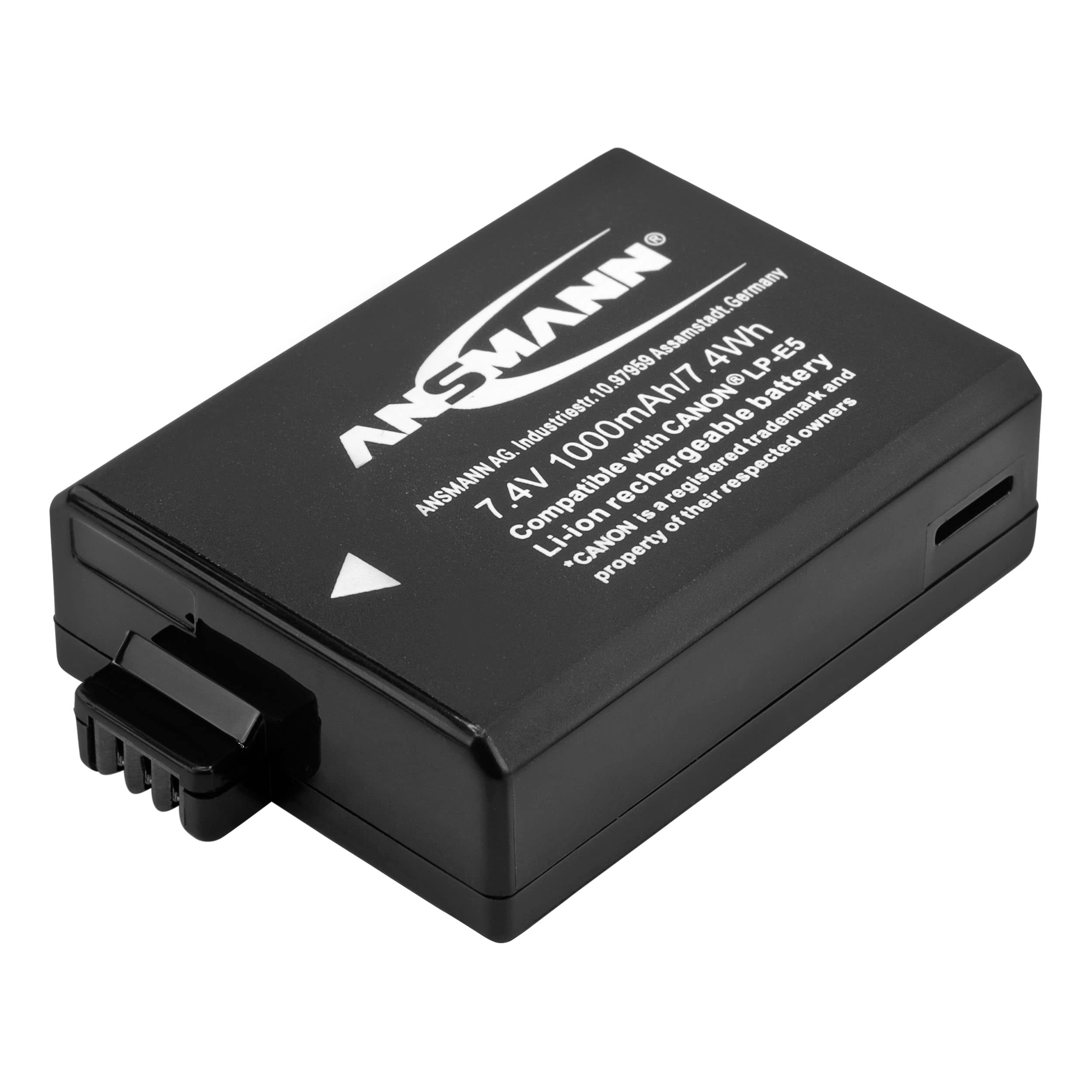 ANSMANN 5044443 Li-Ion 7.4V Camera Battery Replacement For LP-E5 [Pack of 1] Compatible with Canon Cameras - 5 Year Warranty, Black