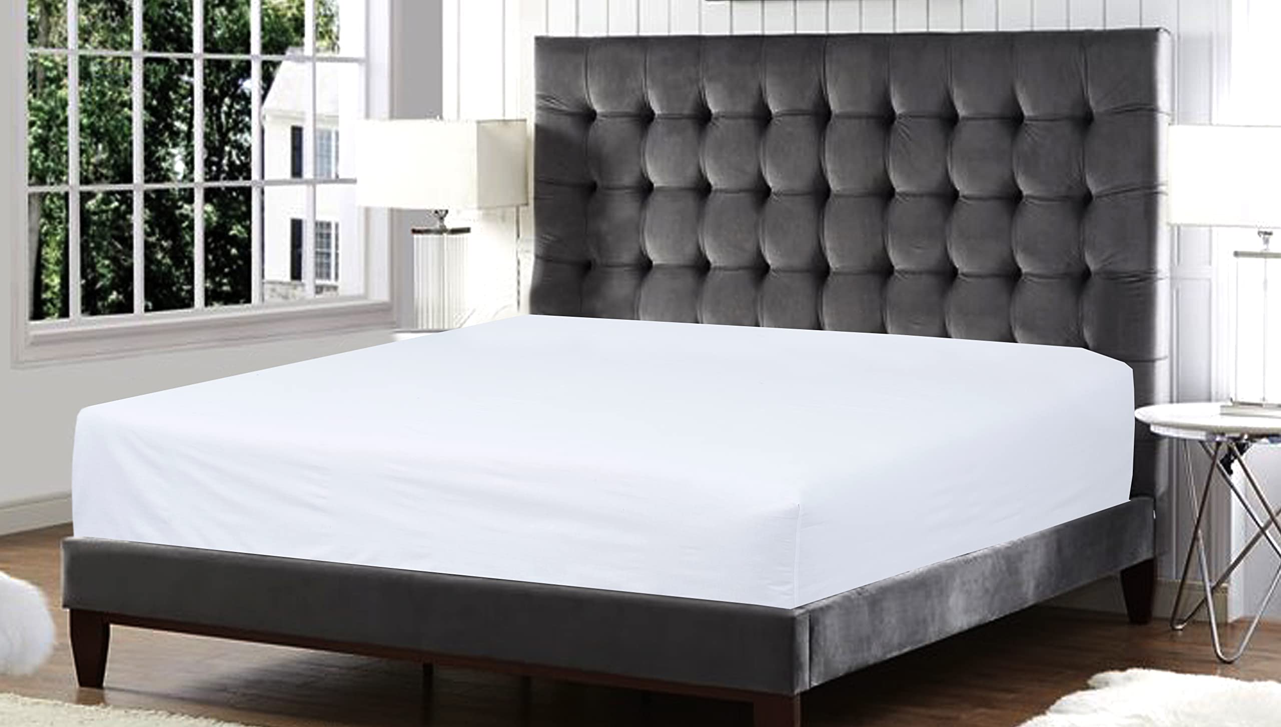 Sapphire Collection 800 Thread Count Pure Egyptian Cotton Super Soft Hotel Quality 28 CM/11 Inch Deep Fitted Bed Sheet, (White, King) — image 1