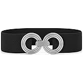 WHIPPY Women Wide Elastic Waist Belt Fashion Hollow Out Round Gold Buckle Stretchy Belt Waistband for Ladies