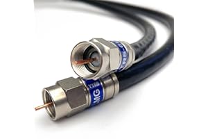 PHAT SATELLITE INTL | Quad Shield Solid Copper 3GHZ RG-6 Coax Cable, 75 Ohm Satellite TV Approved Cable, Anti-Corrosion Brass RG6 Fittings, Assembled in USA (3ft, Black)