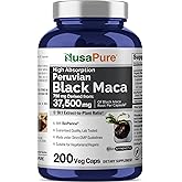 NusaPure Peruvian Black Maca Root Extract 50:1 - Suitable for Vegetarian/Vegan, Non - GMO - 37500 mg - 200 Capsules