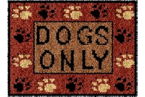 Numptain Latch Hook Kits for Adults,DIY Rug Kits Carpet Embroidery Sofa Cushion Dogs Only Pattern Color Printed Canvas,Beginners Handmade Needlework Crafts Home Decoration,20.5"x15"