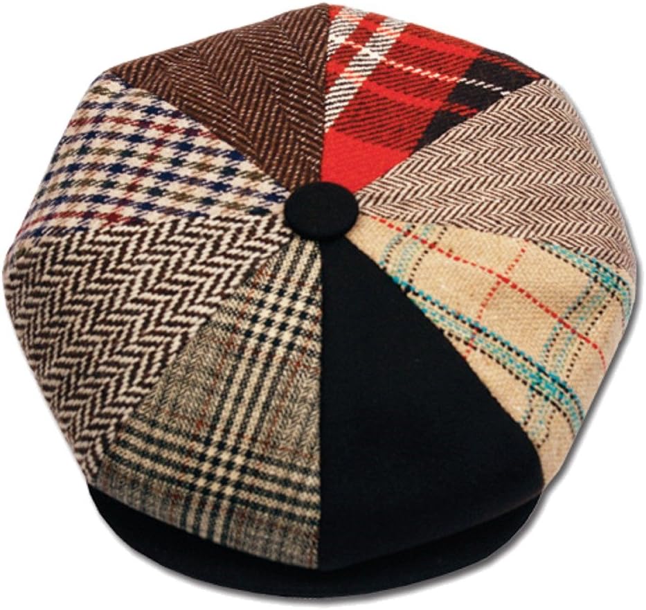 Mens Patchwork Wool Big Apple Duckbill Ivy Newsboy Irish Tweed Cap Hat