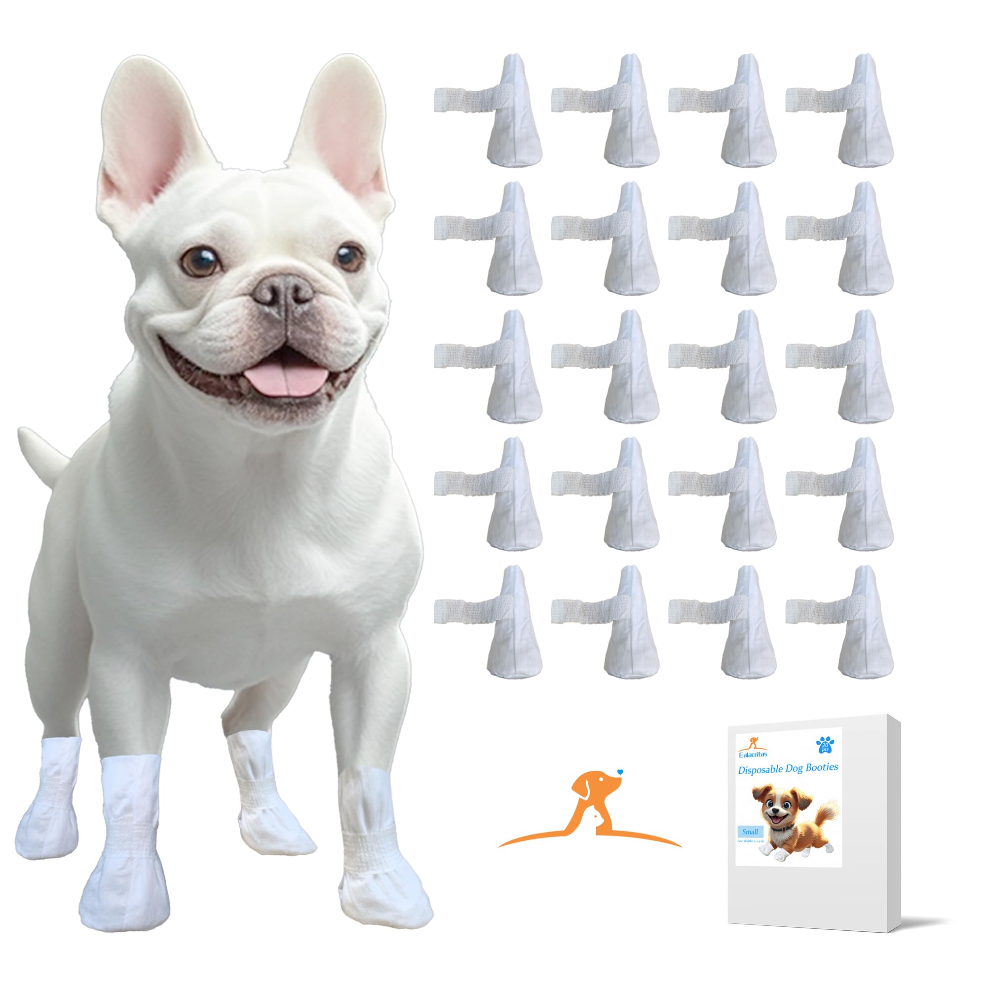 Photo 1 of Disposable Dog Booties, 20pcs Dog Paw Protectors, Durable Knit Design w/Secure Strap, Non-Absorbent, S/M/L for Small & Medium Dogs (S)