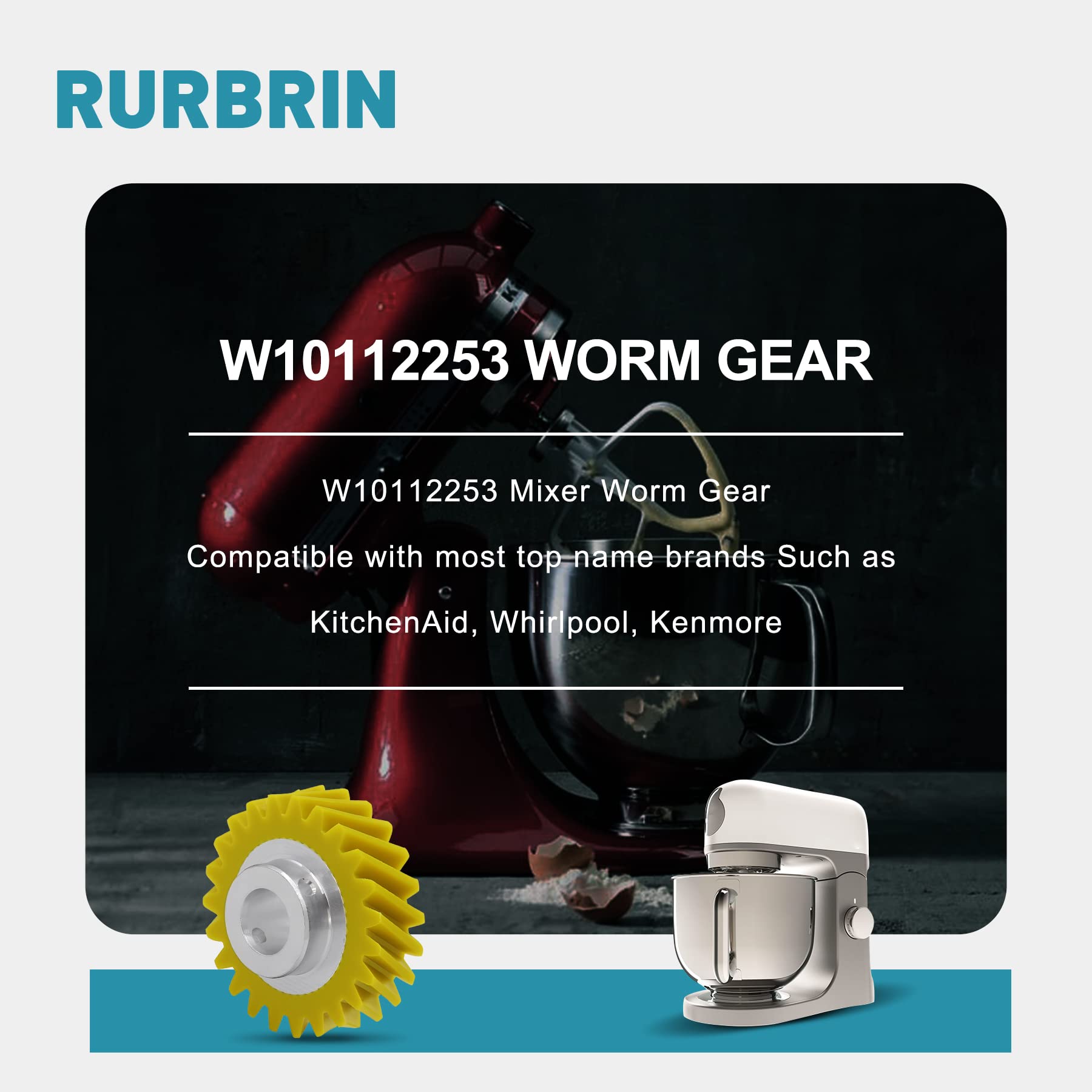 (1PC) Upgraded W10112253 Mixer Worm Gear Replacement for Whirlpool & KitchenAid Mixers Gear Replace Parts 4162897 4169830 AP4295669
