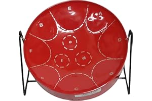 PANLAND Miniature Steelpan (Steel Drum) 12 Inch Diameter 11 Notes with Instructional Book with Music from Trinidad & Tobago - Red