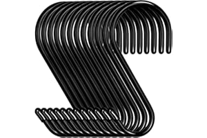 HIGIFT 12 Pack 4-1/2 Inch S Hooks, Large Vinyl Coated Closet Hooks Non Slip Heavy Duty for Hanging, Steel Metal Black Rubber Coated for Jeans Plants Clothes Pot Pan Cups Towel