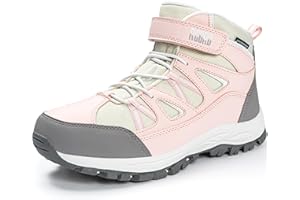 R CORD Girls Hiking Boots Waterproof Durable Kids Hiking Boots TPR Traction Hook&Loop Closure Girls Hiking Boots Anti-Skid Athletic Outdoor Boots