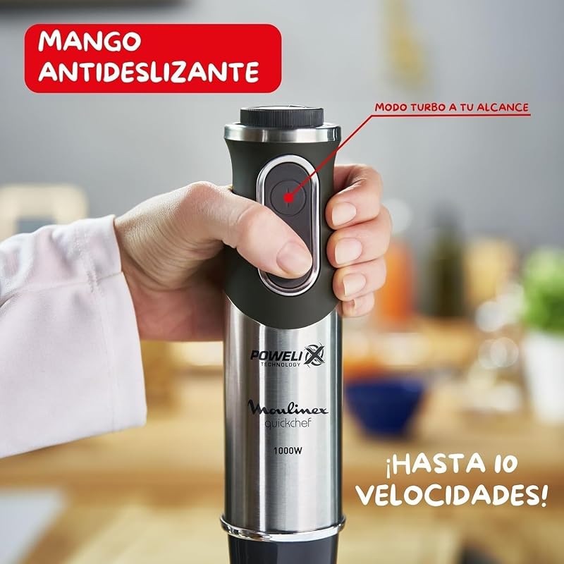 QuickChef, Batidora Mano 1000W 10 Velocidades Turbo Picadora