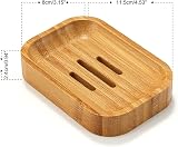 GUANJUNE 2 Pack Bamboo Soap Dish Holder for Bathroom & Kitchen Storage view 6