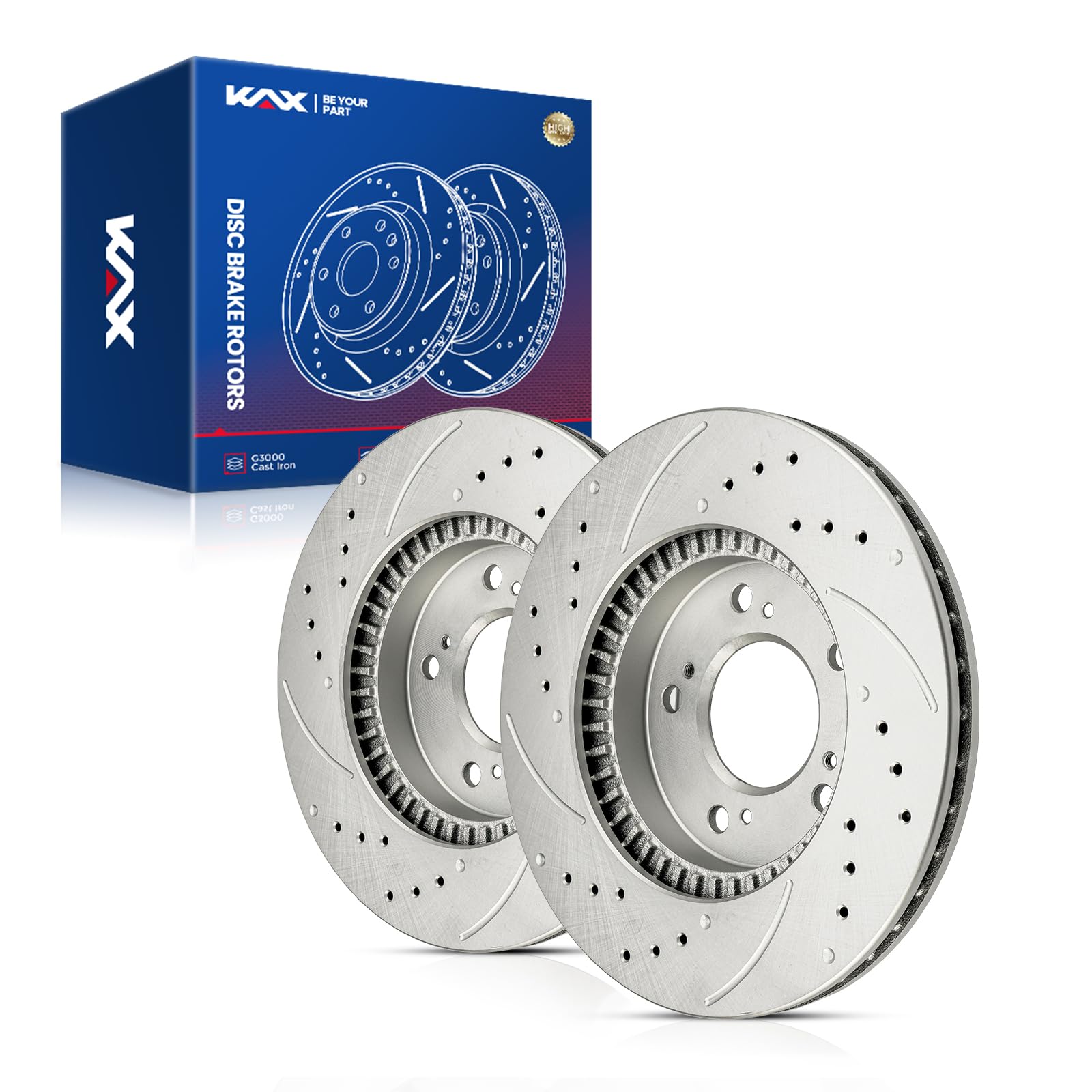 View 1 of KAX 11.07in Front Disc Brake Rotors Pair Replacement for Honda, Acura, Isuzu- CR-V, Integra, Prelude, Odyssey, Legend, RL, TL, Oasis, Automotive Replacement Brake Rotors