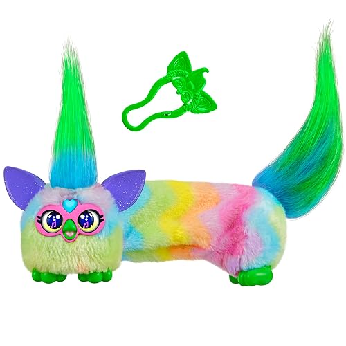 FURBY DJ Furblets Can-Dee-Swirl Mini Electronic Plush Toy with Funny Stretchable Sound Effects & Music, Speaks Furbish, Pink, Blue & Purple