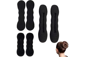Lyxhag Hair Bun Maker, Black Foam Sponge Hair Styling Tool, Magic Bun Curler for Ballet and French Twist, 6 Pack