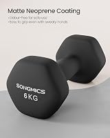 SONGMICS Set of 2 Dumbbells 6 kg Neoprene Hex Non-Rolling Ink Black SYL160B01 view 2