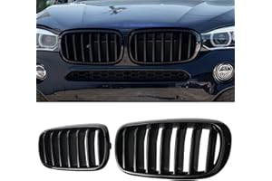 BILLDIO F15 Grill，Front Bumper Kidney Grille Compatible with 2014-2018 X5 F15 X6 F16 X5M F85 X6M F86 Glossy Black Single slat