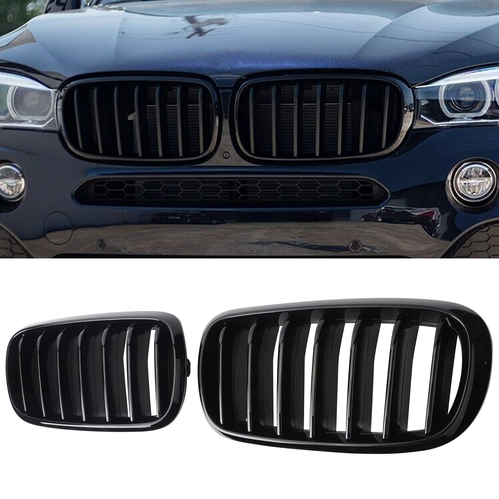 Photo 1 of BILLDIO F15 Grill?Front Bumper Kidney Grille Compatible with 2014-2018 X5 F15 X6 F16 X5M F85 X6M F86 Glossy Black Single slats