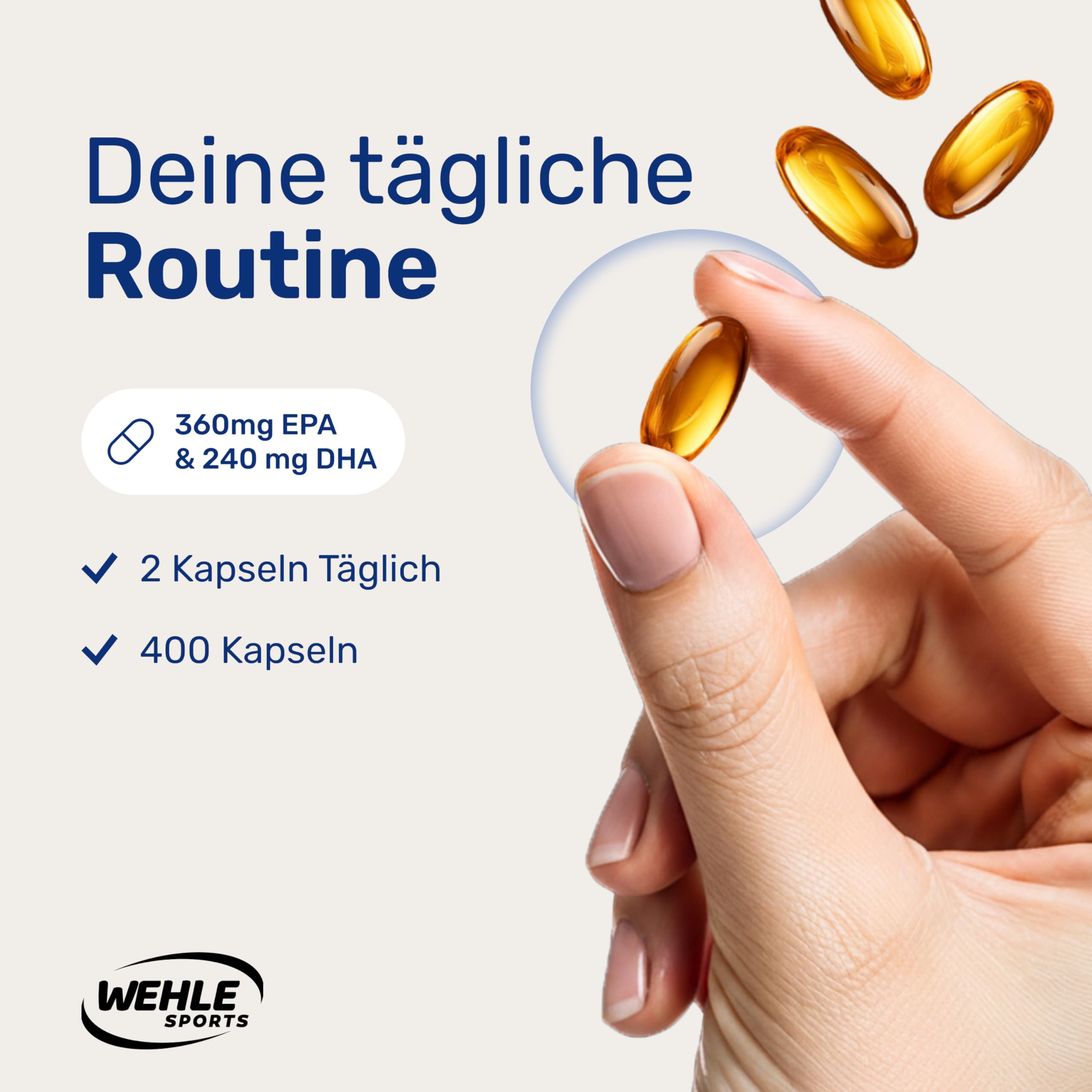 Omega 3 Kapseln Hochdosiert - 400 Kapseln mit 2000mg - EPA 360mg & DHA 240mg Fischöl pro Tagesportion - Omega 3 Fettsäuren Kapseln, produziert in Deutschland Laborgeprüft - Verpackung kann variieren 3