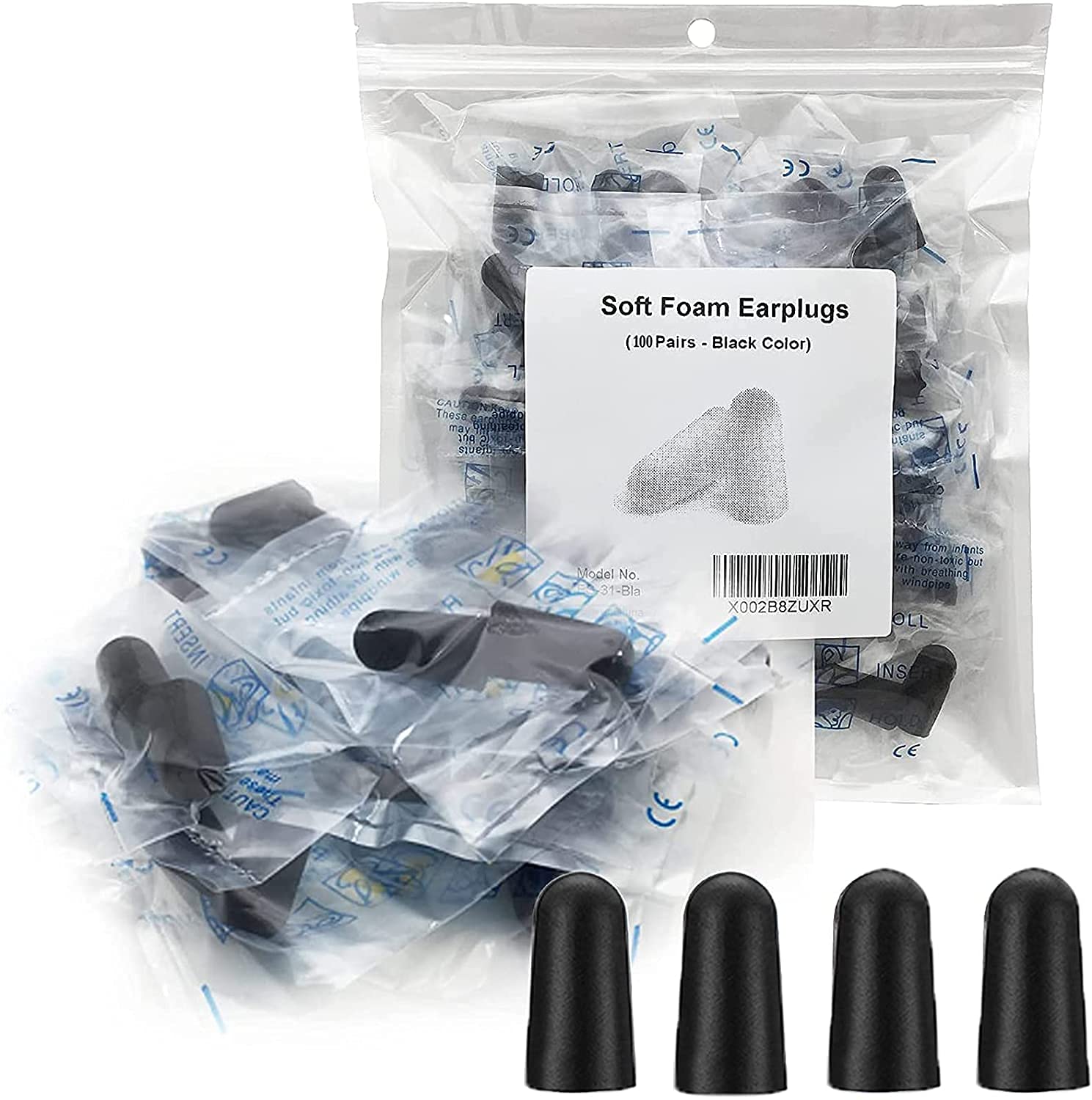 LiteTour 100 Pairs Ultra Soft Foam Ear Plugs – NRR 38dB Noise Cancelling – Comfortable Sleep Aid, Sound Blocking – Reusable for Work, Travel, Concerts and Study