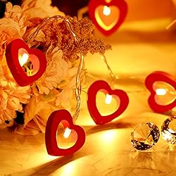 Mudder Valentine‘s Day Wooden Heart String Lights