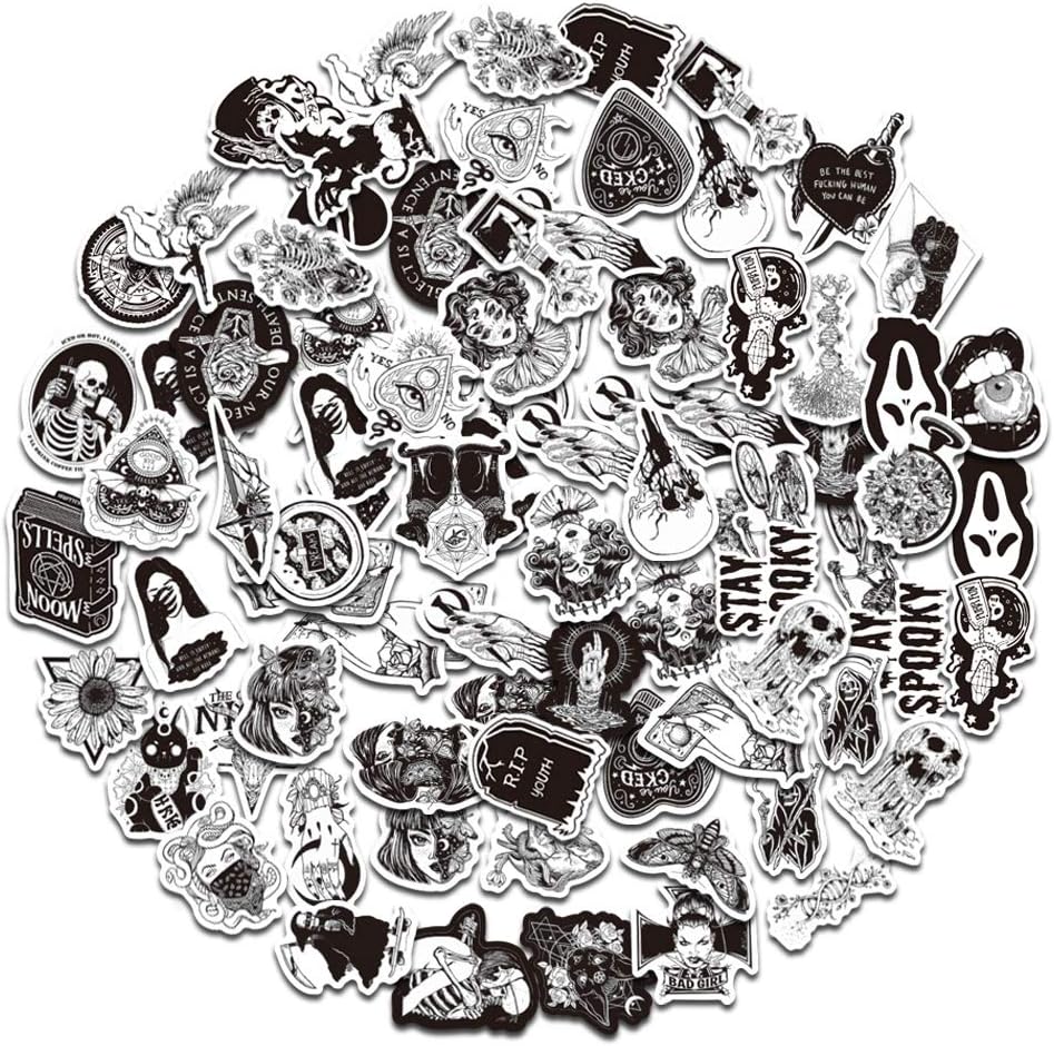 Gothic Stickers Big 50 Pcs Graffiti Anime Waterproof Trendy Adult Stickers, Perfect for Water Bottles Laptop Phone Car Skateboard Travel Suitcase Durable 100% Vinyl