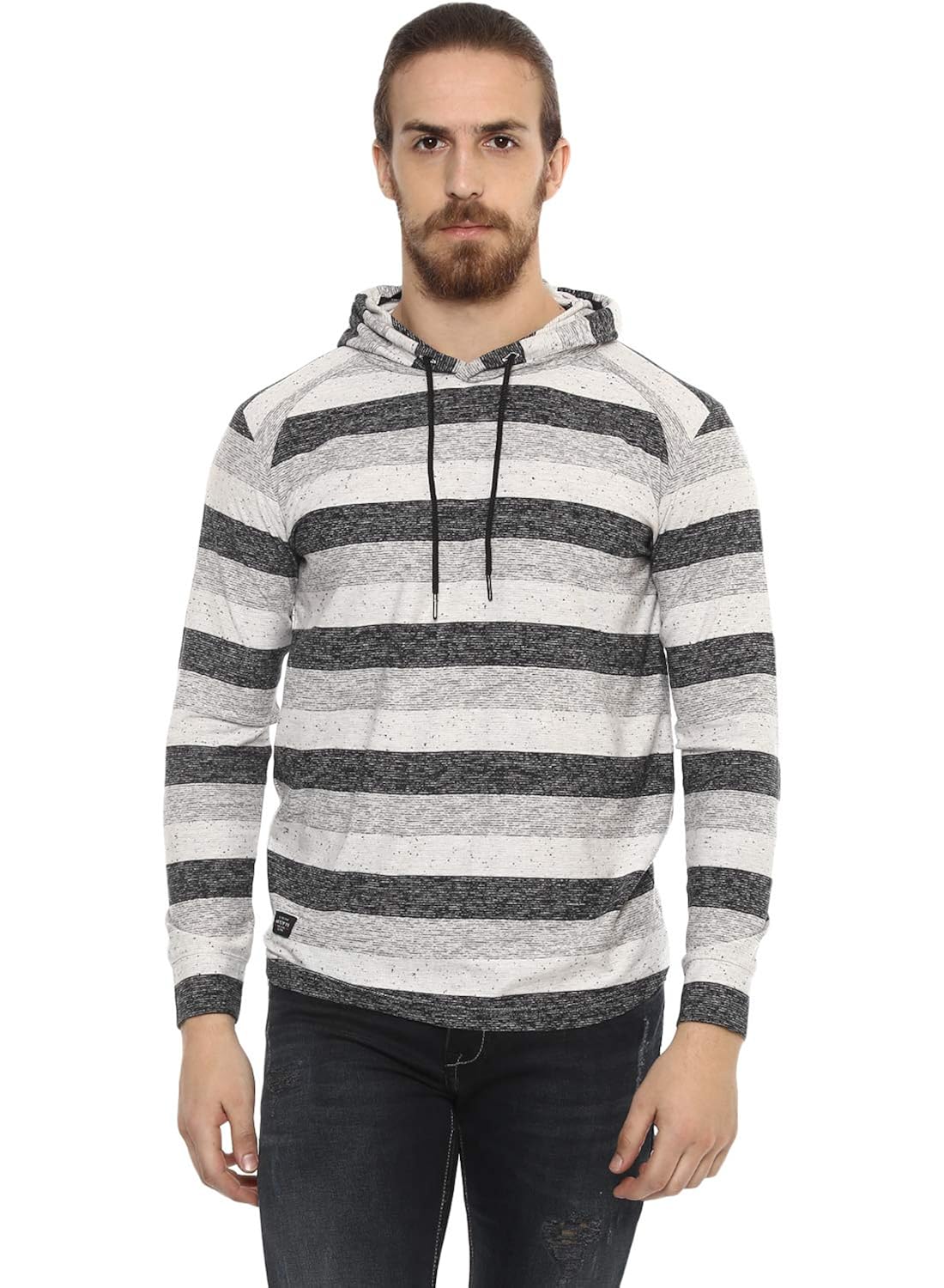 mufti white slim fit hooded shirt