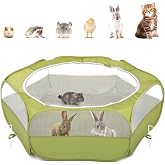 Pawaboo Small Animal Playpen, Waterproof Portable Pet Cage Tent,Green | Foldable Pop-Up Playpen for Rabbits, Guinea Pigs, Bunny, Kittens and Chicks, with Breathable Mesh for Indoor and Outdoor Use