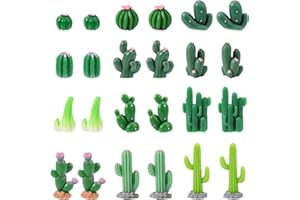 Lyreh 24pcs Miniature Resin Cactus, 12 Sizes Mini Cactus Figurines Tiny Small Cute Resin Succulent Toy Plant Decor Accessorie