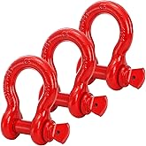 Bekith 3 Pack D Ring Shackles - 3/4" Rugged Unbreakable Heavy Duty Tow Shackle for Strap, Winch, Vehicle Recovery - 28.5 Ton (57,000 Lbs) Maximum Break Strength, Red