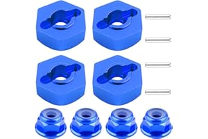 GDOOL 12mm Wheel Hex Hubs Drive Adapter 5mm Thick & Flange M4 Lock Nuts Aluminum for Redcat Axial HSP WLtoys Himoto RC Truck Model Car Upgrade Parts (Dark Blue)