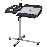 Techni Mobili Adjustable Height Rolling Laptop Cart w/ Tilting Top Graphite | Adjustable height rolling laptop cart with tilting desktop, wheels, storage space, ideal for sit‑stand, podium, or office use