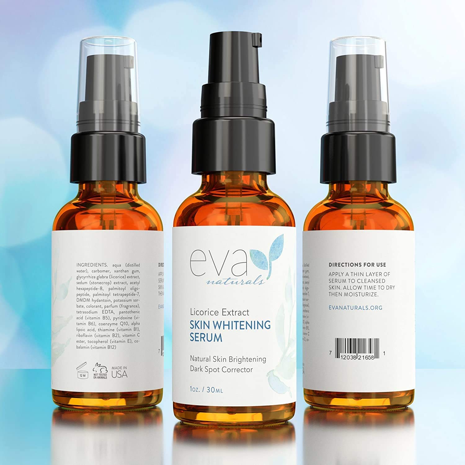 Licorice Extract Serum by Eva Naturals (1 oz) - Natural Skin Lightener and Dark Spot Corrector - Gently Exfoliates for a Brighter Complexion - With Peptides, CoQ10 and Vitamin E: Beauty