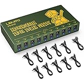 LEKATO Built-in 10000mAh Rechargeable Battery Guitar Pedal Power Supply, 10 Isolated DC Outputs, 9V 300mA, 100mA Effect Pedal Boards Power Supply, 5V/1A USB Port, Short Circuit Protection, PS-01R
