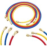 SURIEEN R134A Refrigerant Charging Hoses 60" | A/C Recharge Hose for R134A R12 R22 R502 Refrigeration Gauge AC Manifold Hose Set, 3PCS