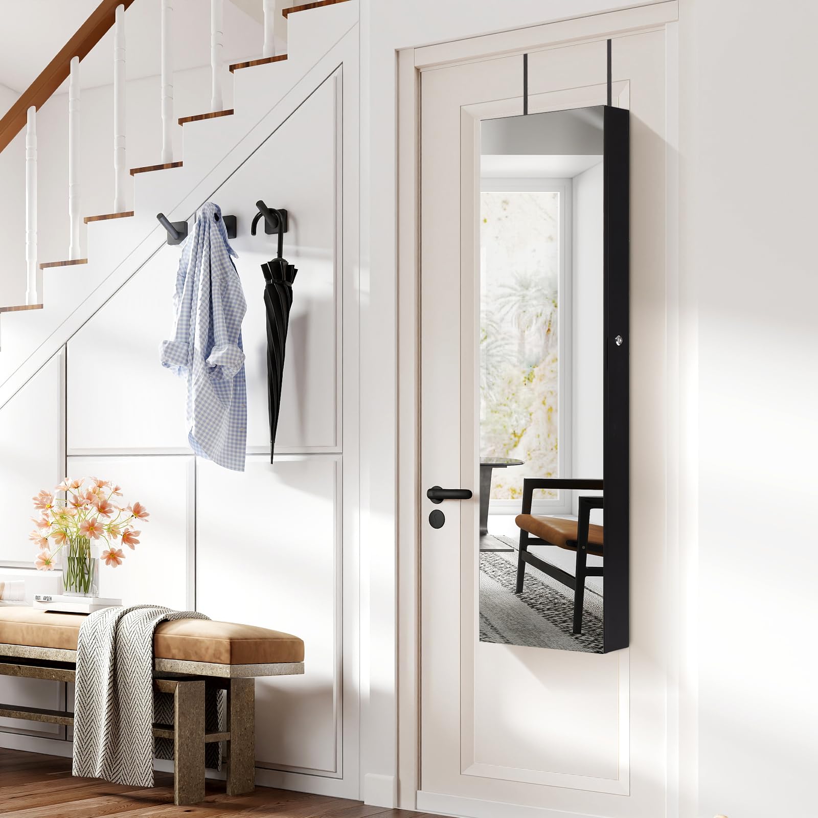 Giantex Wall Door Mounted Jewelry Armoire Cabinet with 47.5