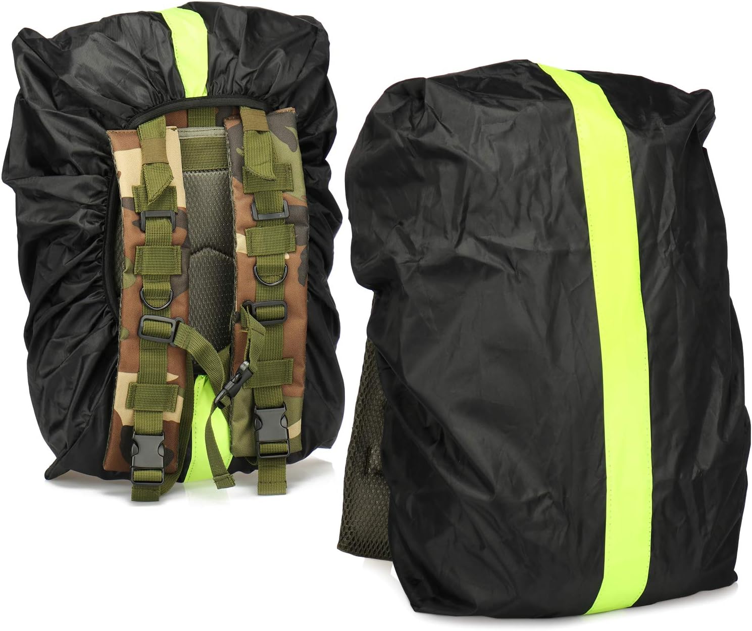 com-four® 2x Backpack protection - Waterproof rain cover for school satchel and backpack - Rain cover with yellow reflective stripes - Image 4